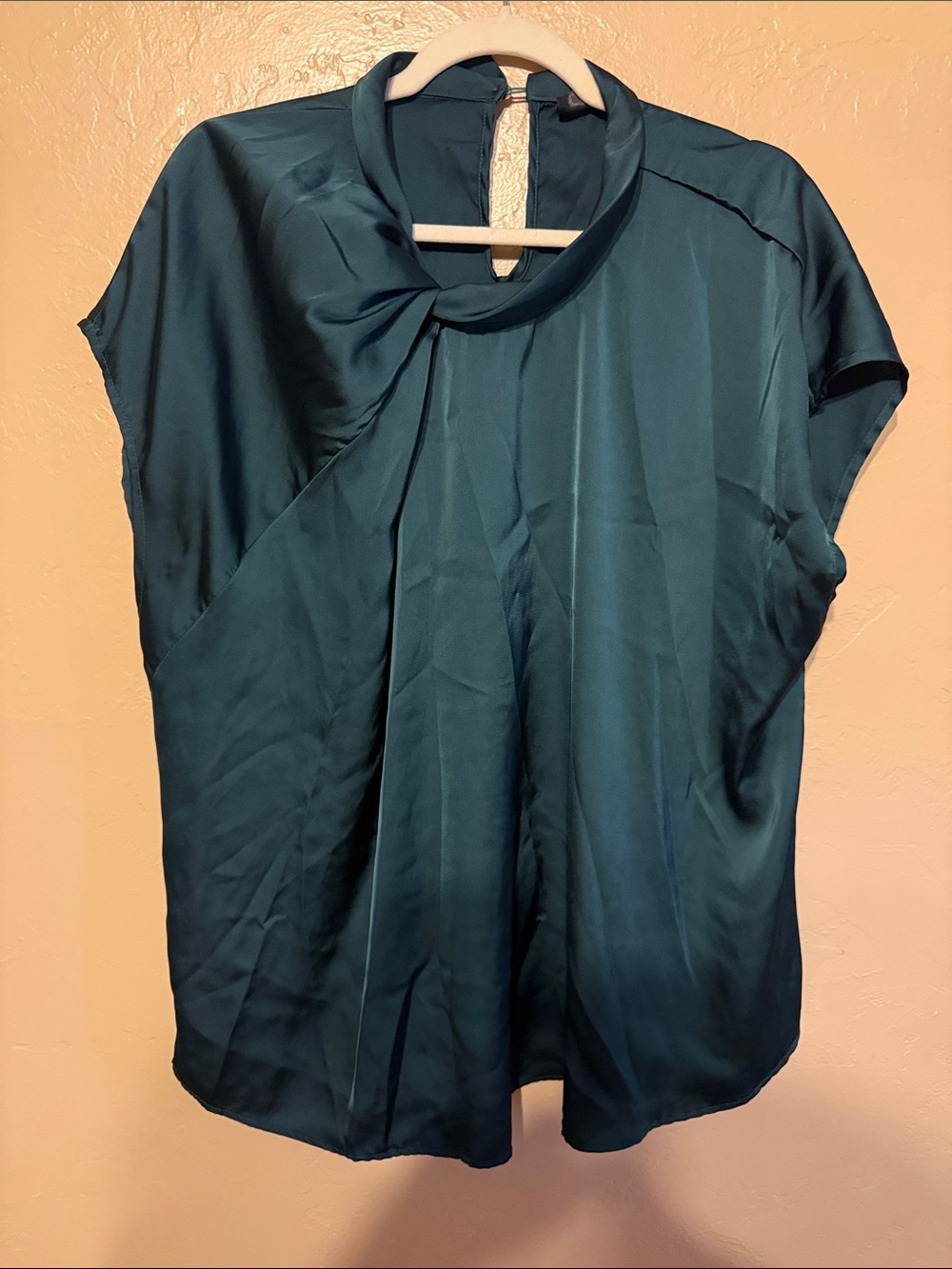SHEIN green Satin Twist-Neck Blouse